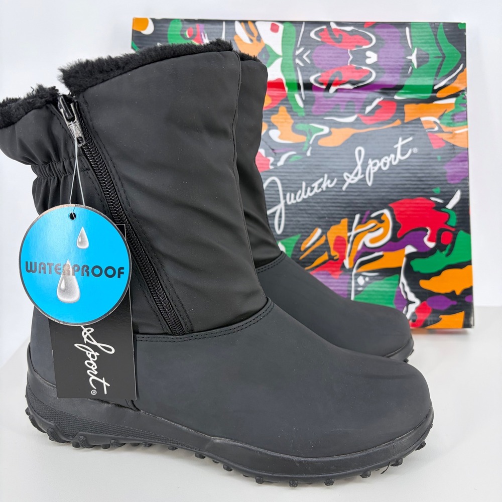 Rikki Winter Boots Snow Waterproof Faux Fur Lined Black Gorpcore Size 9M Cozy